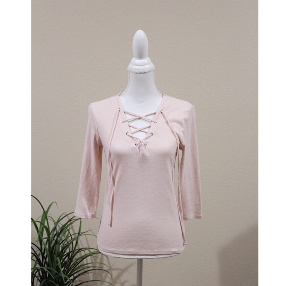 3/$25 Pink lace up top